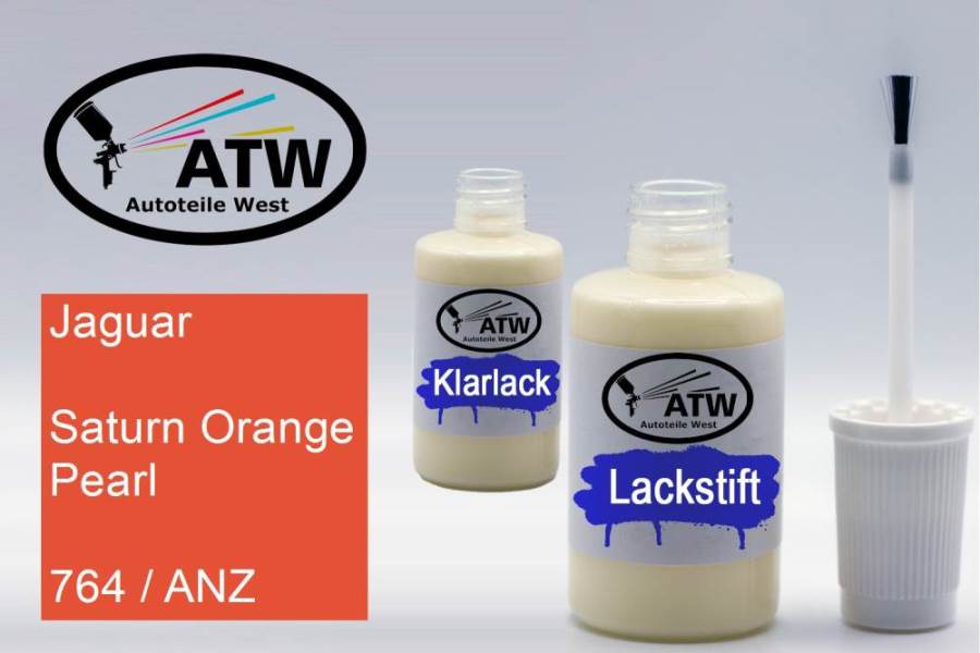 Jaguar, Saturn Orange Pearl, 764 / ANZ: 20ml Lackstift + 20ml Klarlack - Set, von ATW Autoteile West.